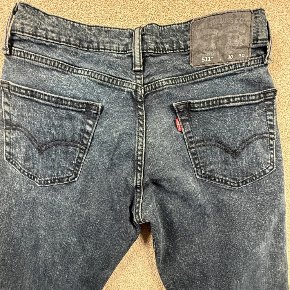 Levis 511 Slim Fit Jeans Mens 30x30‎ Dark Acid Wash Denim Pants 1333
